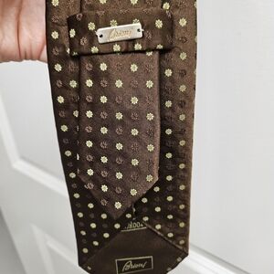 Brioni Brown and Green Patterned Tie